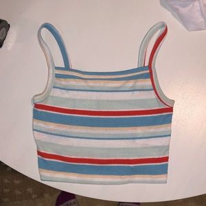 Urban outfitters red white blue tan crop tank top